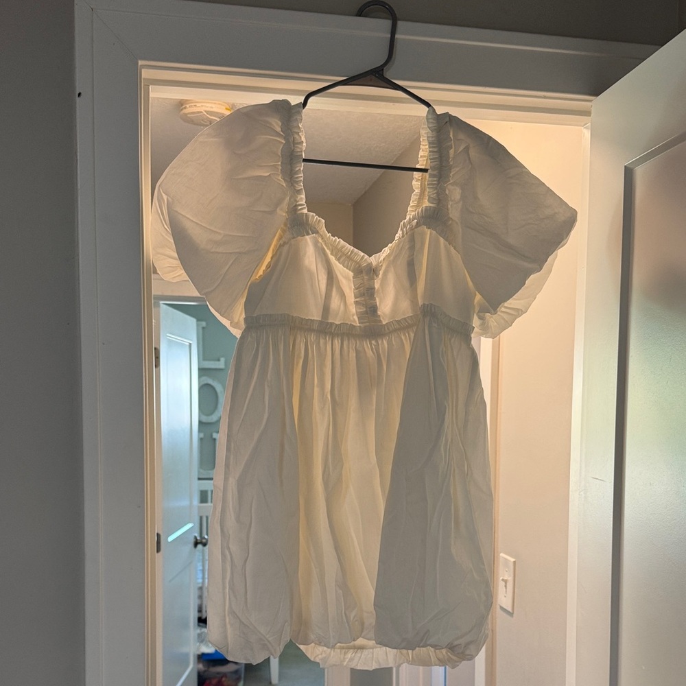 Free People ivory white Puff Sleeve dress